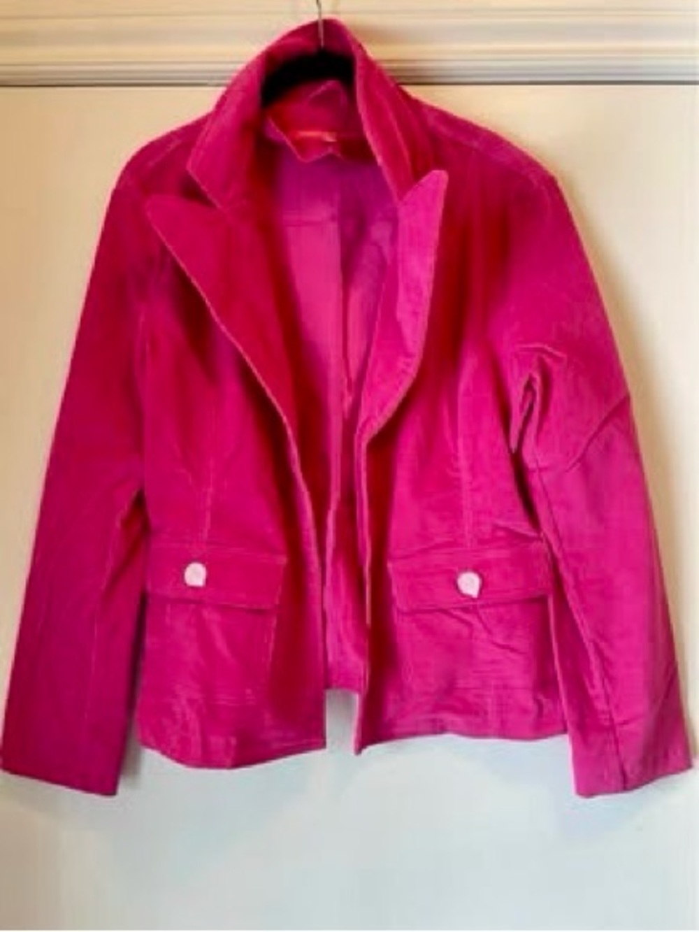 NWOT Jennyfer J Fuchsia Corduroy Blazer Jacket Size Large